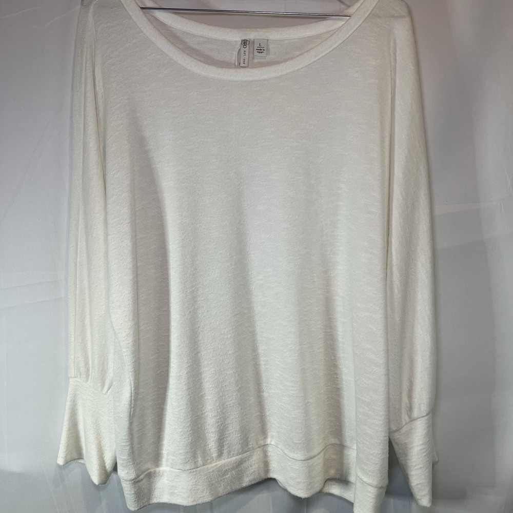 Cato Womens Size Large White Sweater Boat Neck Long Sleeve Cotton Blend Light